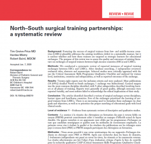 Publication Feature: North-South surgical training partnerships: a systematic review