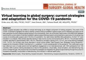 Publication Feature: Virtual learning in global surgery: current strategies and adaptation for the COVID-19 pandemic