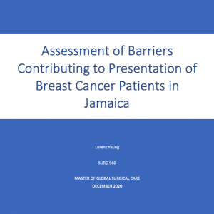 SURG 560 Final Report: Assessment of Barriers Contributing to Presentation of Breast Cancer Patients in Jamaica