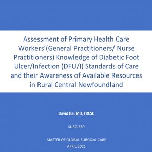 SURG 560 Final Report: Assessment of Primary Health Care Workers’(General Practitioners/ Nurse Practitioners) Knowledge of Diabetic Foot Ulcer/Infection (DFU/I) Standards of Care and their Awareness of Available Resources in Rural Central Newfoundland