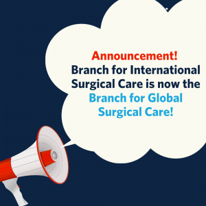 Announcement: Branch for International Surgical Care is now the Branch for Global Surgical Care!