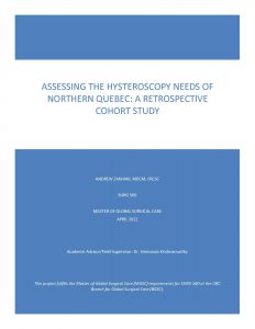 SURG 560 Final Report: Assessing the hysteroscopy needs of Northern Quebec: A retrospective cohort study