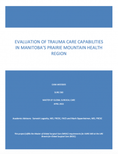 SURG 560 Final Report: Evaluation of trauma care capabilities in Manitoba’s Prairie Mountain Health Region