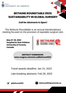 Bethune Round Table 2023 – May 27 – 29, 2023, Toronto, ON