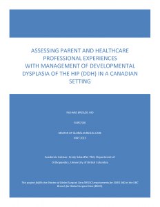 SURG 560 Final Report: Assessing parent and healthcare professional experiences with management of developmental dysplasia of the hip (DDH) in a Canadian setting