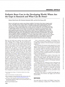 Publication Feature: Pediatric Burn Care in the Developing World: Where Are the Gaps in Research and What Can Be Done?