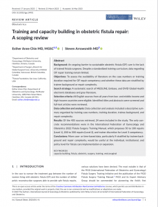 Publication Feature: Training and capacity building in obstetric fistula repair: A scoping review